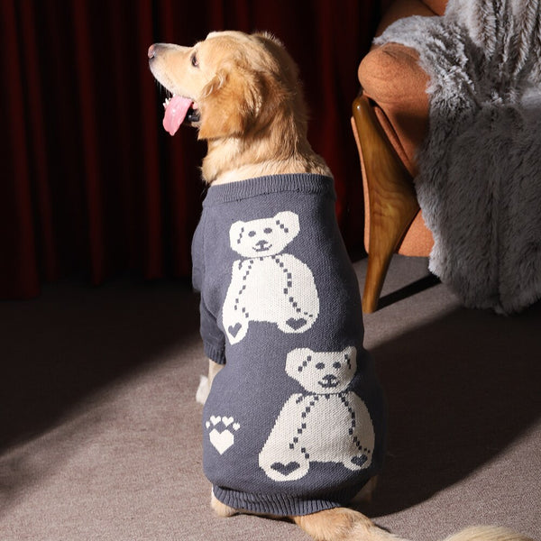 MAGLIONE PER CANI GRANDI GRIGIO CON ORSACCHIOTTI