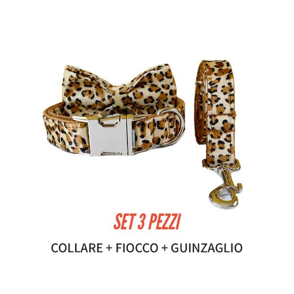 PERSONALIZZABILE - SET COLLARE PER CANI LEOPARDATO