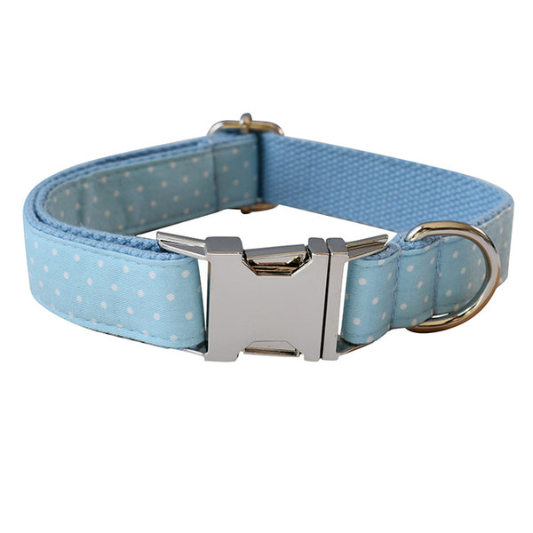 PERSONALIZZABILE - SET COLLARE PER CANI A POIS CELESTE